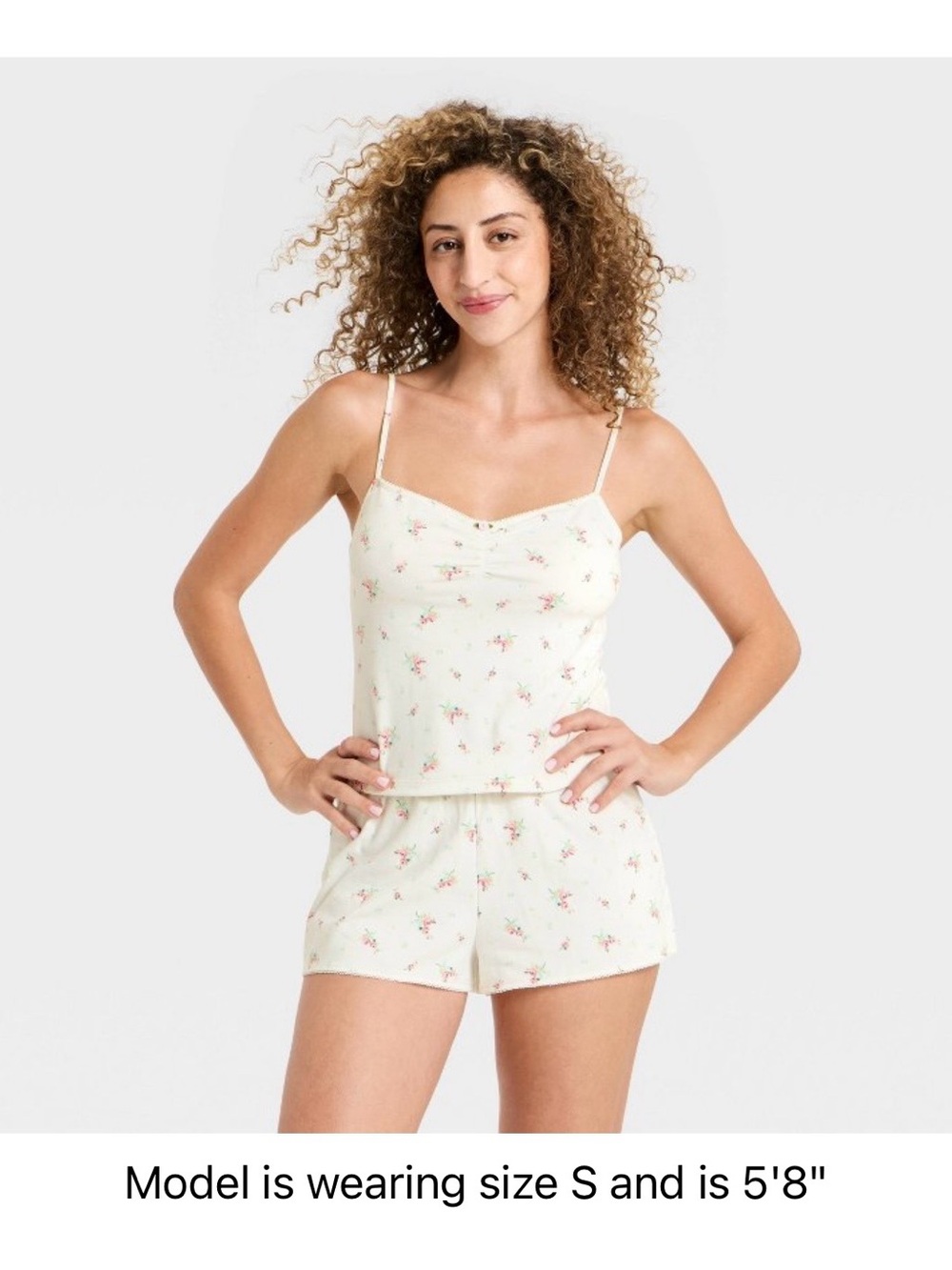 wild fable Cream Floral Cami & Short Sleep Set